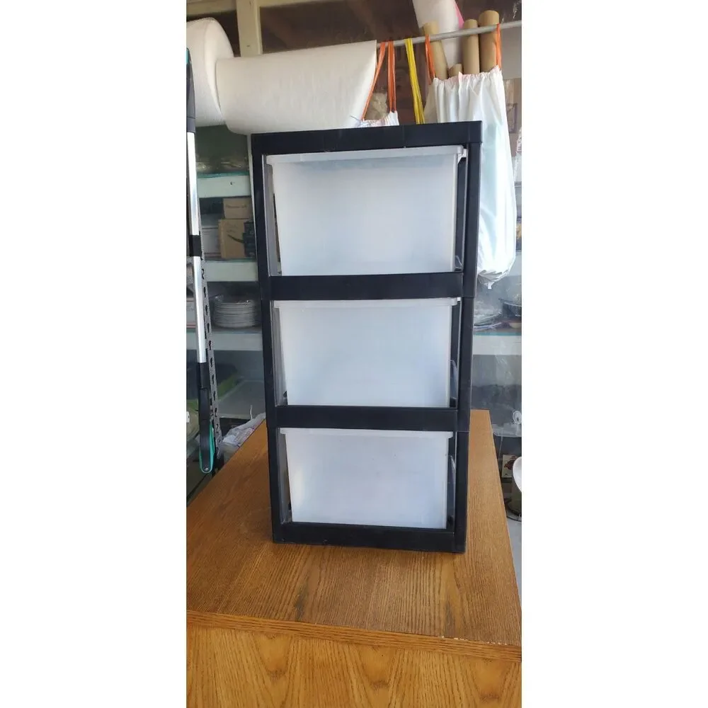 Clear 3 Drawer Plastic Storage Organizer Box with Top Tray - Black local p/u onl